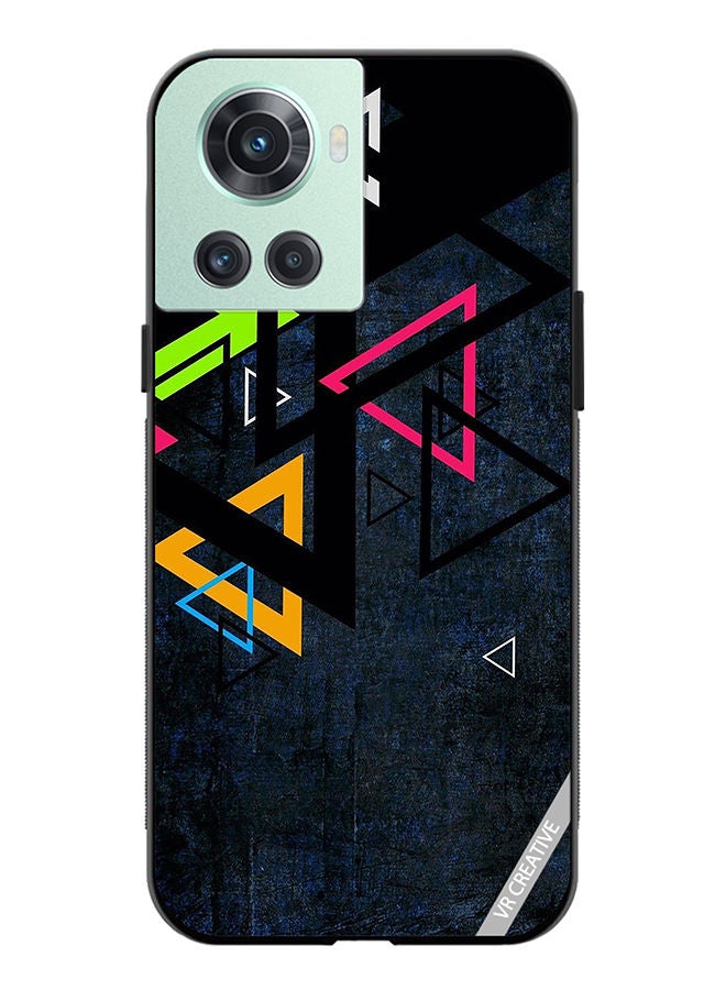 VR CREATIVE غطاء حماية لهاتف OnePlus 10R بتصميم مثلثات متعددة الألوان - Image 1