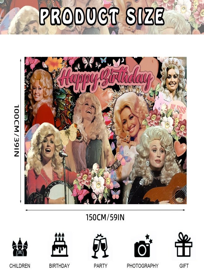 PINUO Singer Party Decorations, Include Singer Party Backdrop 5 x 3 FT, Latex Balloons, Cake Topper for Parton Singer Fans Birthday Party Merch - Image 3