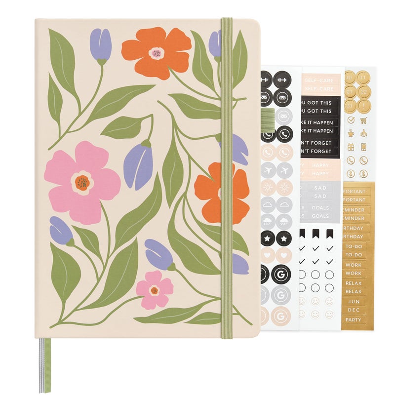 &And Per Se ⩓ Per Se Bullet Dotted Journal, A5 Hardcover Aesthetic Notebook â€“ 160 Pages 100gsm Thick Dot Grid Paper, 3 Sticker Sheets â€“ Gift-Ready Journaling Kit for Women (Botanical Floral) - Image 1