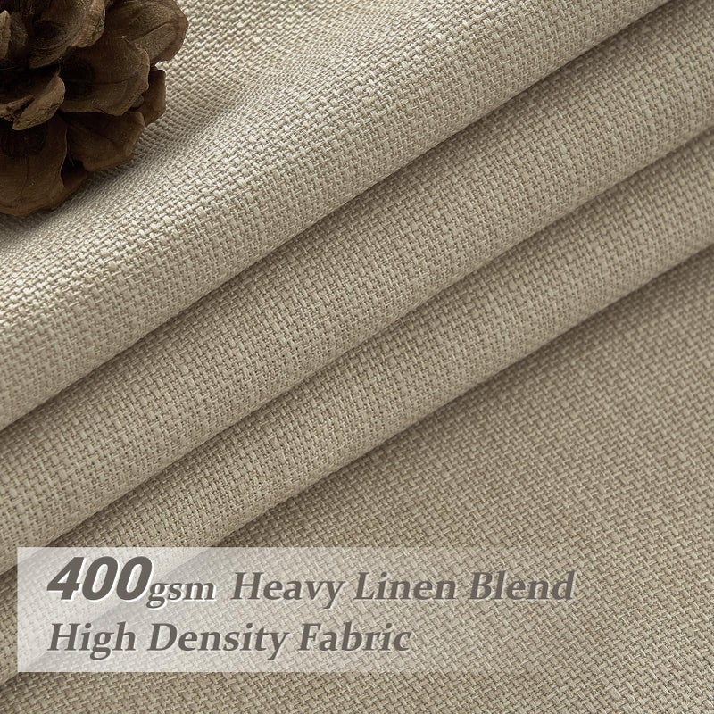 PleatedDrapes Heavy Natural Linen 100% Light Blocking Curtains & Drapes 96 Inches Long 2 Panels Set for Bedroom, Neutral Pinch Pleated Black Out Thermal Warm Beige Curtain for Summer Heat Energy Efficient 40W x 96L - Image 2