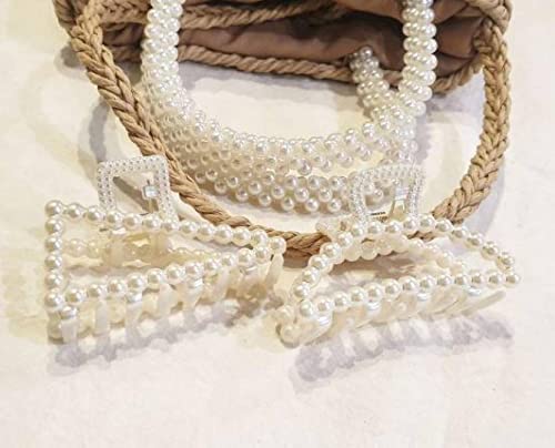 DENICRAAS Pearl Hair Claw, Hair Clips, Cute Hair Claw for Girls, Clamp Clip 3P (Random Designs) Hair Claw, White, Pack of 1 - Image 5