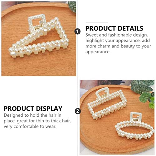DENICRAAS Pearl Hair Claw, Hair Clips, Cute Hair Claw for Girls, Clamp Clip 3P (Random Designs) Hair Claw, White, Pack of 1 - Image 4
