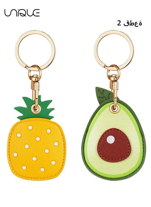 2 Pack 3-in-1 Case - PU Leather Keyring Case for Apple AirTag - Waterproof and Scratch Resistant Case - Items for Pets, Luggage, Wallets, Backpacks