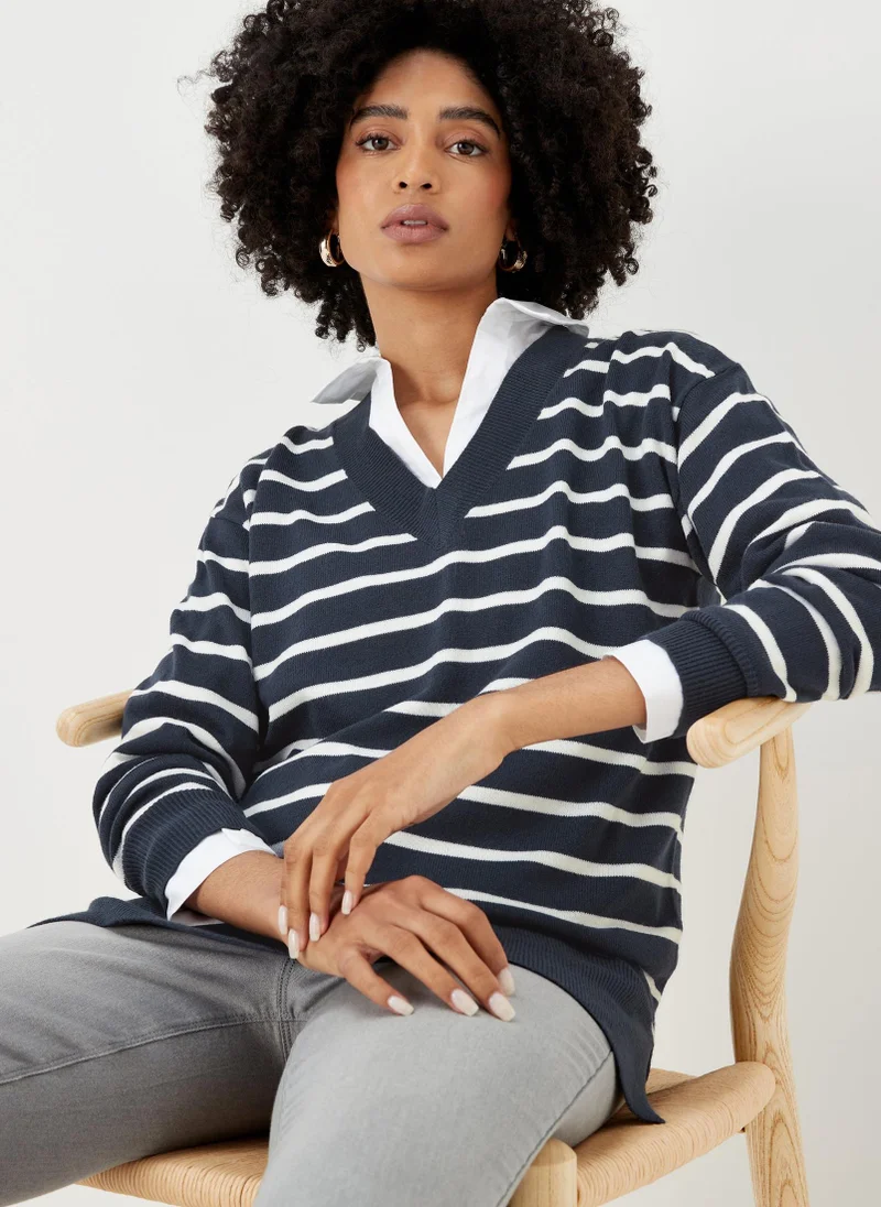 Matalan Navy Stripe Soft Touch Jumper