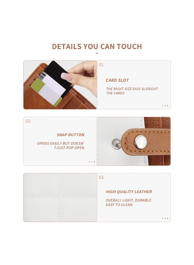 SHABILI Women PU Multi-Pocket Quilted Wallet Wrist Bag, Ladies Card Holder Passport Organizer with Snap Zipper, RFID Blocking Tote Bags Small Bag Accessory for Teen Youth Daily Business Travel (White Brown) - Image 4