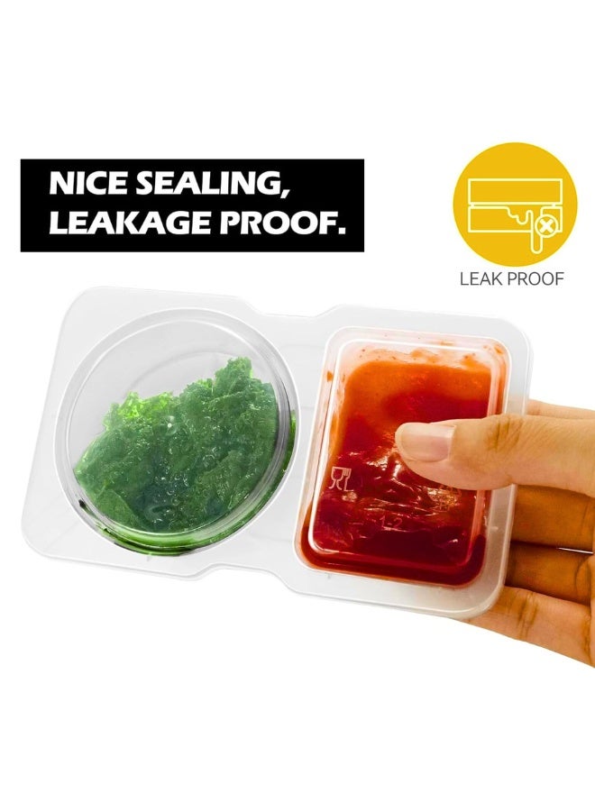 Chase Up 30PCS Double Compartment Condiment Container Reusable Snack Container 2 Leakproof Condiment Containers With Lids Snack Pack Sauce Containers Clear Pots (30pcs) - Image 4