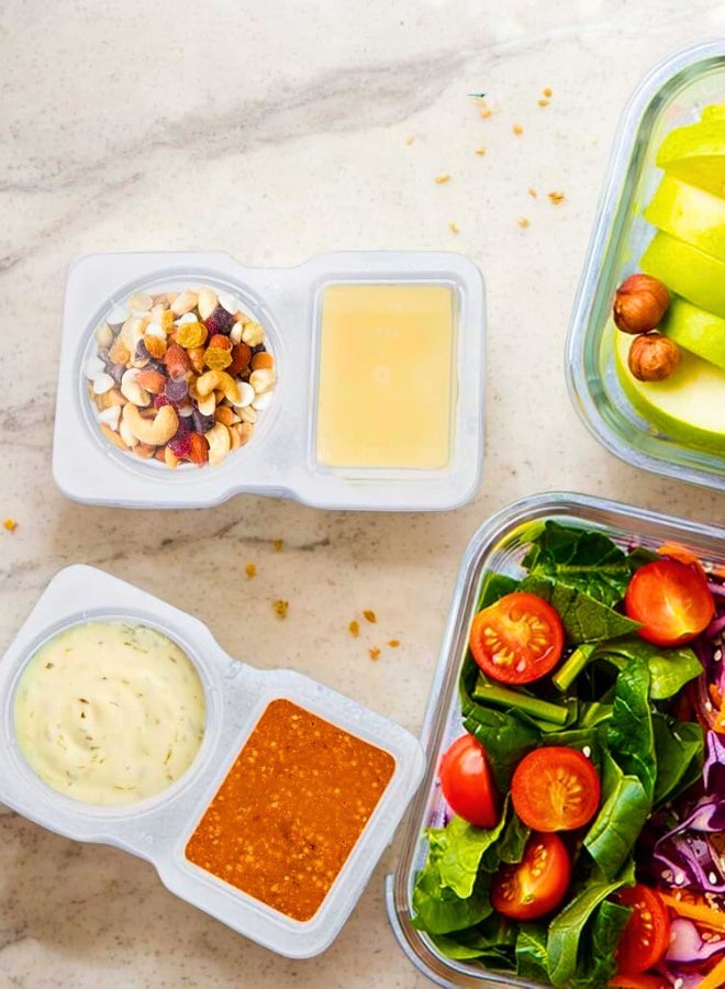 Chase Up 30PCS Double Compartment Condiment Container Reusable Snack Container 2 Leakproof Condiment Containers With Lids Snack Pack Sauce Containers Clear Pots (30pcs) - Image 2