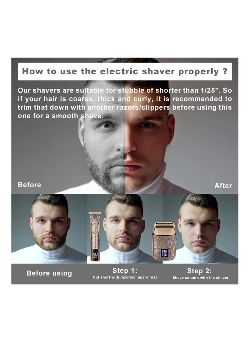 SYOSI - Men's 3-Speed Electric Razor, Double Foil Electric Shaver Electric Head Shaver Close Shave Razor Bald Head Shaver Barber Supplies Electric Beard Trimmer High Performance Bald Head Shavers for Bald Men - Image 1