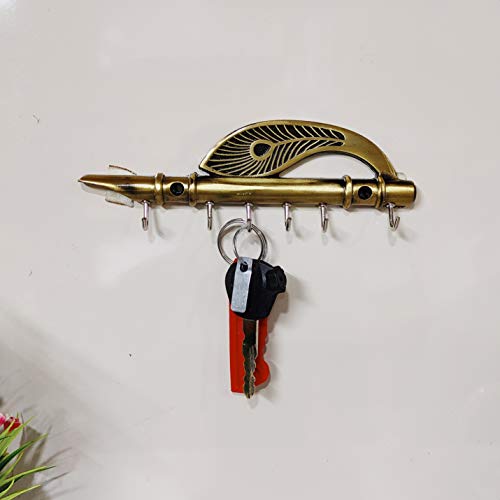 KridayKraft Pankhi Flute Key Holder Decorative for Wall and Gift for Have House Warming Anniversaries, Birthday, Wedding Gifts, Return Gifts, Corporation Gifts, Religious-Gifts & Indian Festivals. - Image 1