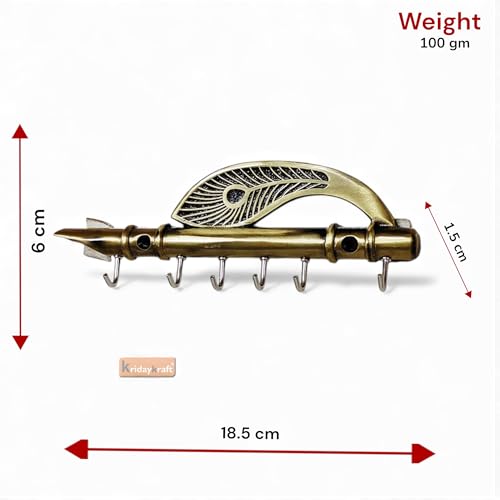 KridayKraft Pankhi Flute Key Holder Decorative for Wall and Gift for Have House Warming Anniversaries, Birthday, Wedding Gifts, Return Gifts, Corporation Gifts, Religious-Gifts & Indian Festivals. - Image 2