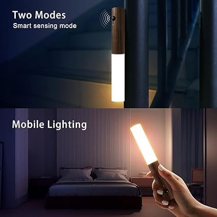 VAKTAVYA USB Rechargeable Wall Light Wood Indoor with Motion Sensor Induction Battery LED Wall Lamp Warm White Magnetic Bed Lamp for Living Room Bedroom Staircase HallwayMulti Color - Image 5