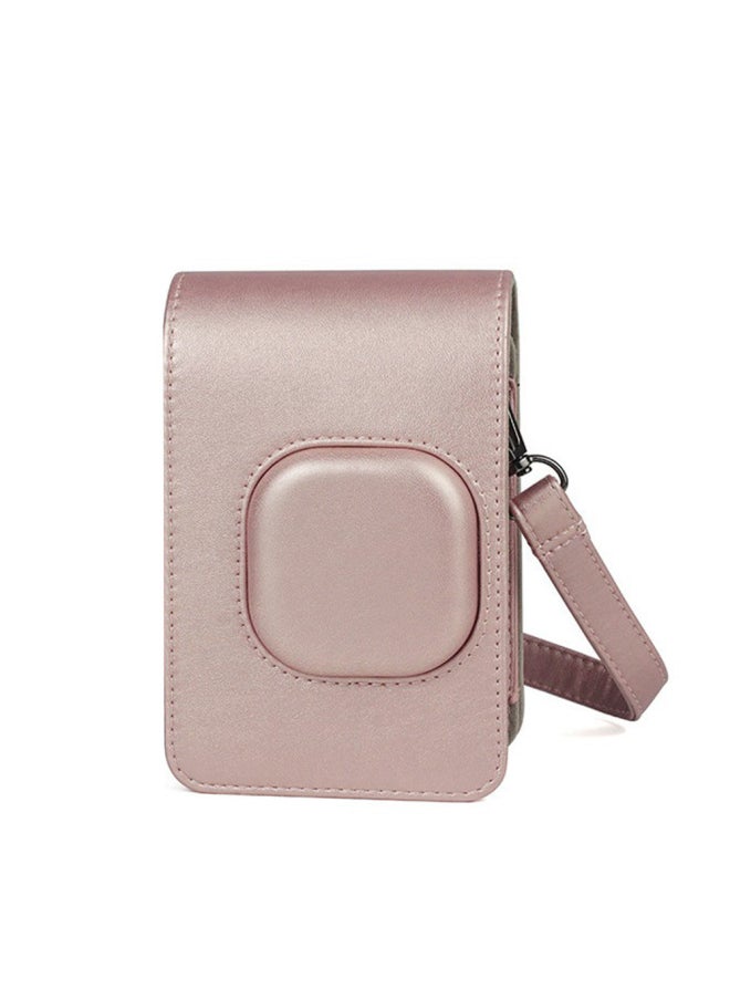Generic - Suitable For Fuji Polaroid Mini Liplay Camera Bag Artistic Fresh Protective Case PU Storage Solid Color Crossbody-Color:Blush Gold (opp Bag) - Image 1