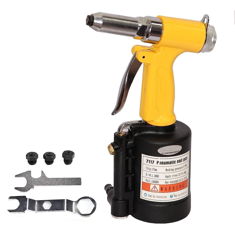 VENEKETY Pneumatic Pop Rivet Gun Heavy Duty Tool for Steel Aluminium Riveting Air Powered Hydraulic Hand Riveter Machine - Image 1