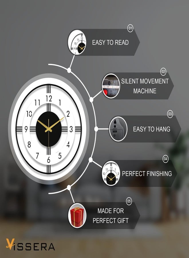 vissera Designer Metal Wall Clock for Living Room | Latest Antique Stylish Fancy Decorative Big Size Wall Watch for Bedroom, Office, Kitchen, Dining, Hall and Décor - Image 3