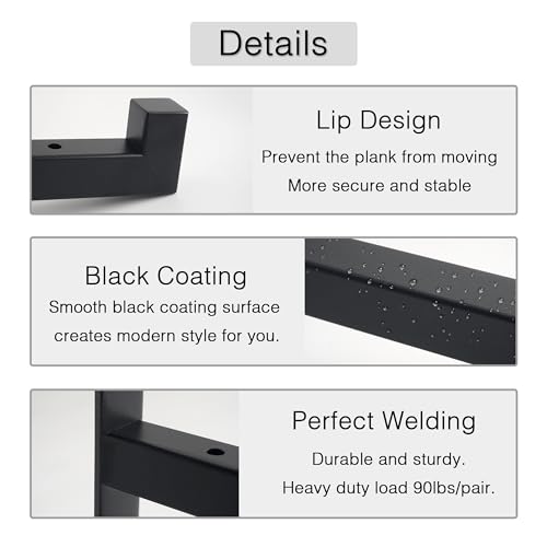 OVOV 4 Pcs Heavy Duty Shelf Brackets Wall Mounted Industrial Metal Shelf Supports (6", 4pcs Black) - Image 5