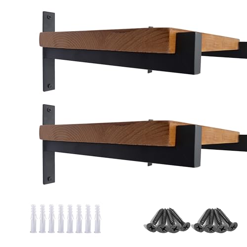 OVOV 4 Pcs Heavy Duty Shelf Brackets Wall Mounted Industrial Metal Shelf Supports (6", 4pcs Black) - Image 1