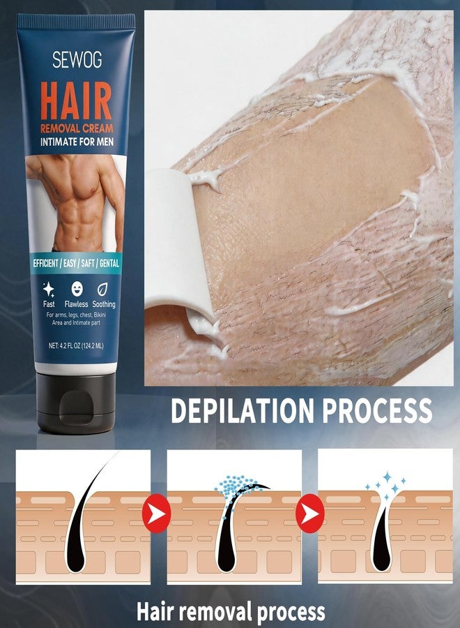 SEWOG Hair Removal Cream For Men - For Unwanted Hair in Body Legs Chest Underarms Intimate Areas, Painless Effective Flawless Soothing Easy, Gentle Formula, 4.2 FL OZ - Image 3