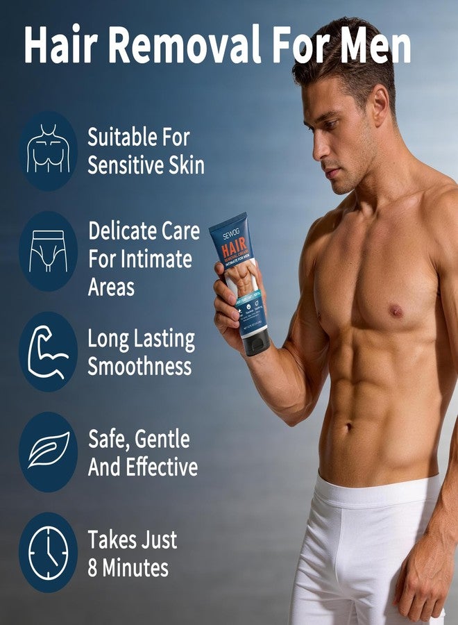 SEWOG Hair Removal Cream For Men - For Unwanted Hair in Body Legs Chest Underarms Intimate Areas, Painless Effective Flawless Soothing Easy, Gentle Formula, 4.2 FL OZ - Image 2