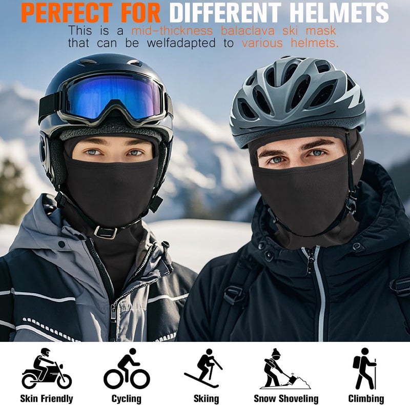 YANIKY Windproof Thermal Balaclava Ski Mask for Men and Women - Black - Image 4