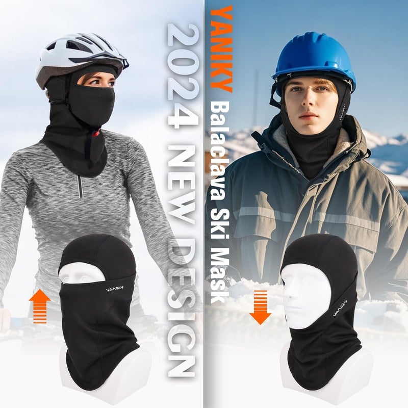 YANIKY Windproof Thermal Balaclava Ski Mask for Men and Women - Black - Image 5