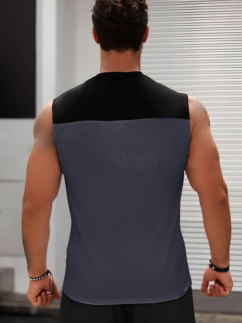 Jump Cuts Mens Sleevless Printed Grey & Black Athlete Polyester Combo Gym Vest - Image 3