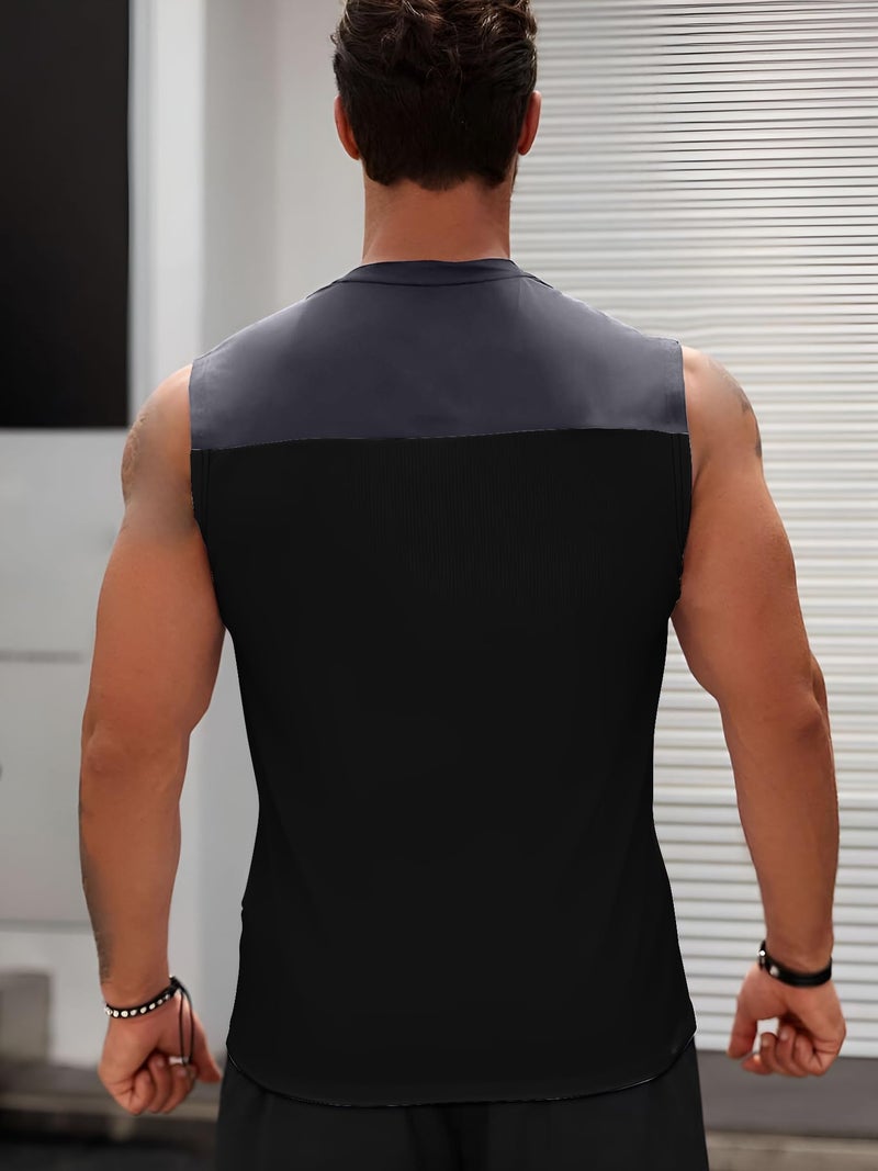 Jump Cuts Mens Sleevless Printed Grey & Black Athlete Polyester Combo Gym Vest - Image 5