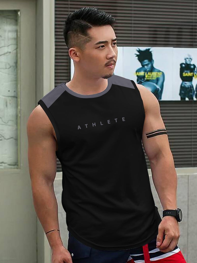 Jump Cuts Mens Sleevless Printed Grey & Black Athlete Polyester Combo Gym Vest - Image 2