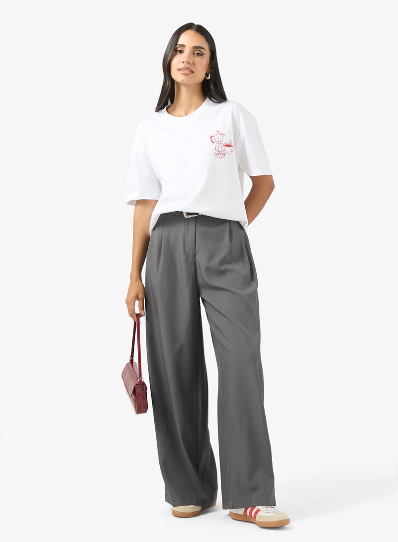 جينجر تيشيرت برسومات القهوة بياقة دائرية - Image 4