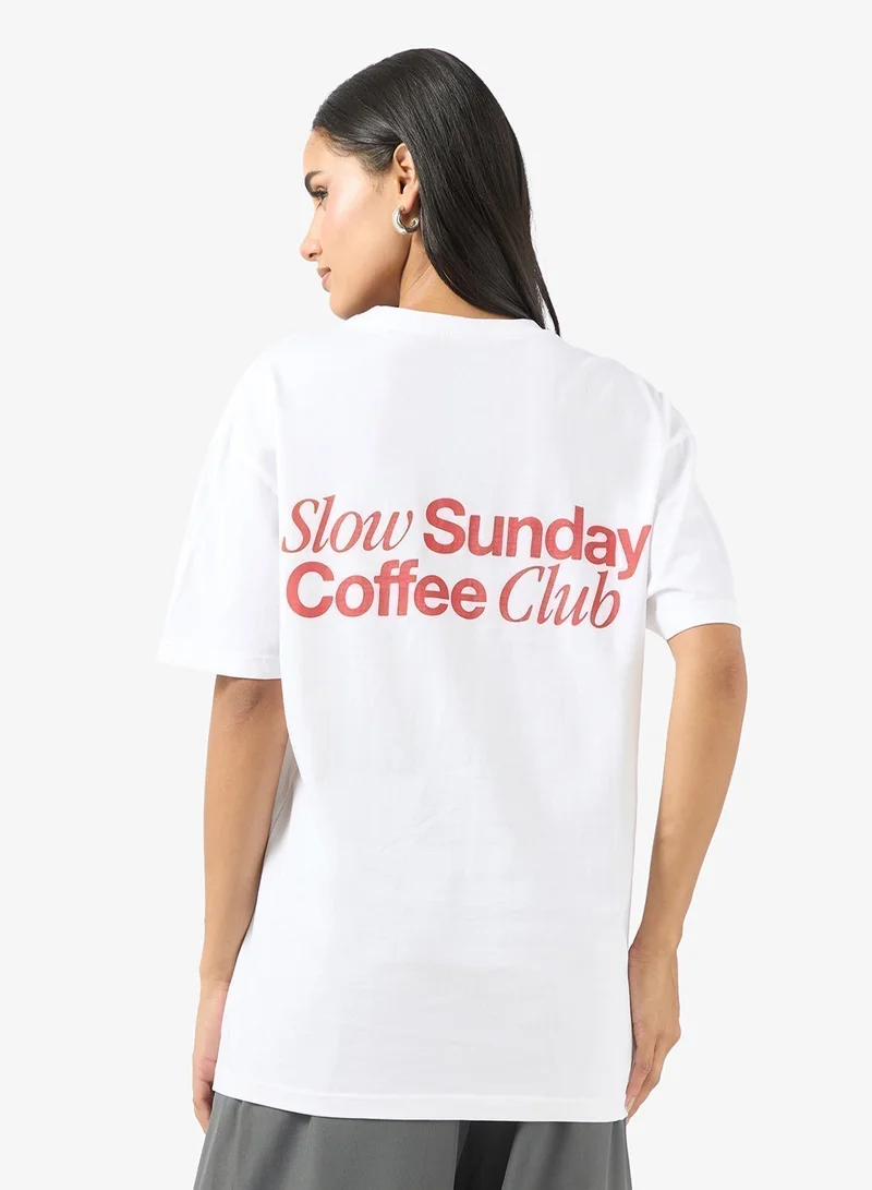 Ginger Crew Neck Coffee Graphic T-Shirt