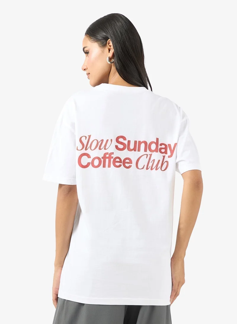 Ginger Crew Neck Coffee Graphic T-Shirt