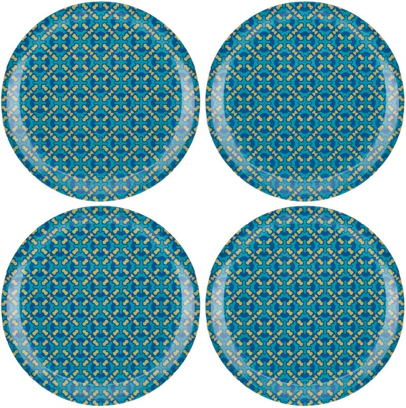 Amscan Vibrant Multicolor Melamine Summer Boho Dinner Plates  105 Pack of 4  Durable  Stylish Plate  Perfect for Summer Events - Image 1