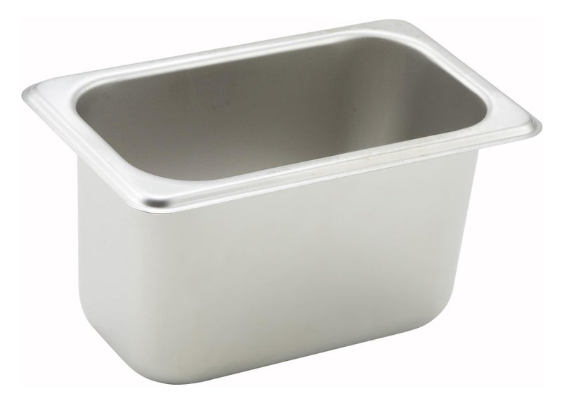 Winco وعاء بخار وينكو بحجم 1/9، 4 بوصة، من الفولاذ المقاوم للصدأ ذو جوانب مستقيمة