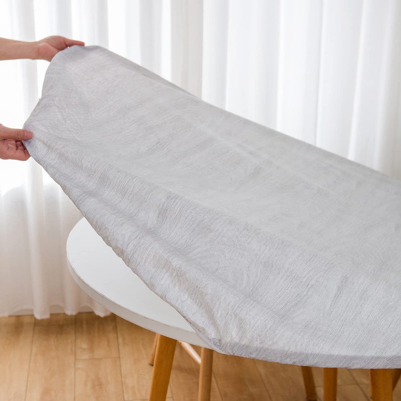 LIBERECOO Oval Fitted Vinyl Tablecloth - Fits 48 x 68 Inch Oval Table - Weather Grey Wood - Waterproof, Elastic Edged for Secure Fit, Easy to Clean Plastic Table Cover - Image 3