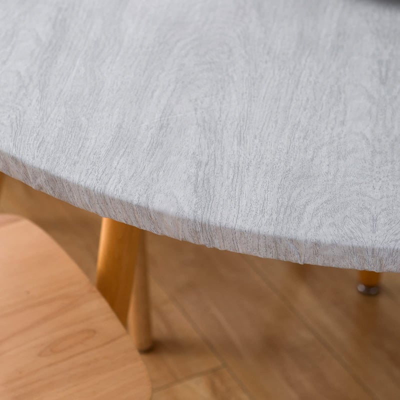 LIBERECOO Oval Fitted Vinyl Tablecloth - Fits 48 x 68 Inch Oval Table - Weather Grey Wood - Waterproof, Elastic Edged for Secure Fit, Easy to Clean Plastic Table Cover - Image 4