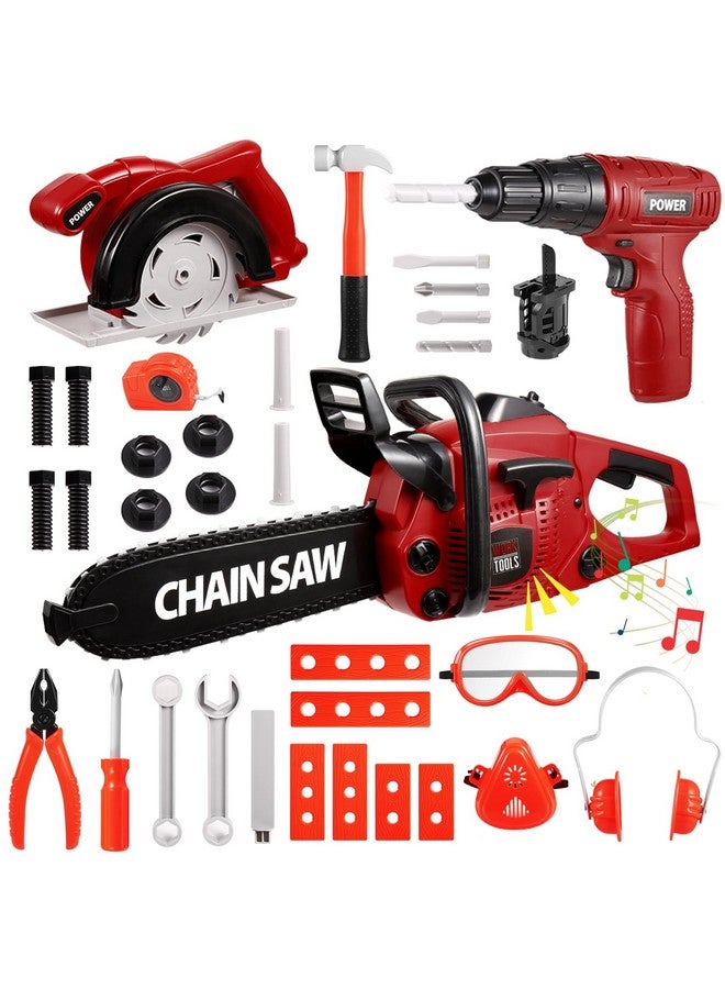 Vextronic Kids Tool Set 36 PCS with Toy Chainsaw Electronic Toy Drill with Sound and Light, Pretend Play Kids Tool Box Construction Toy, Great Toy Tool Set for Toddlers Boys Girls Ages 3+ - Image 1