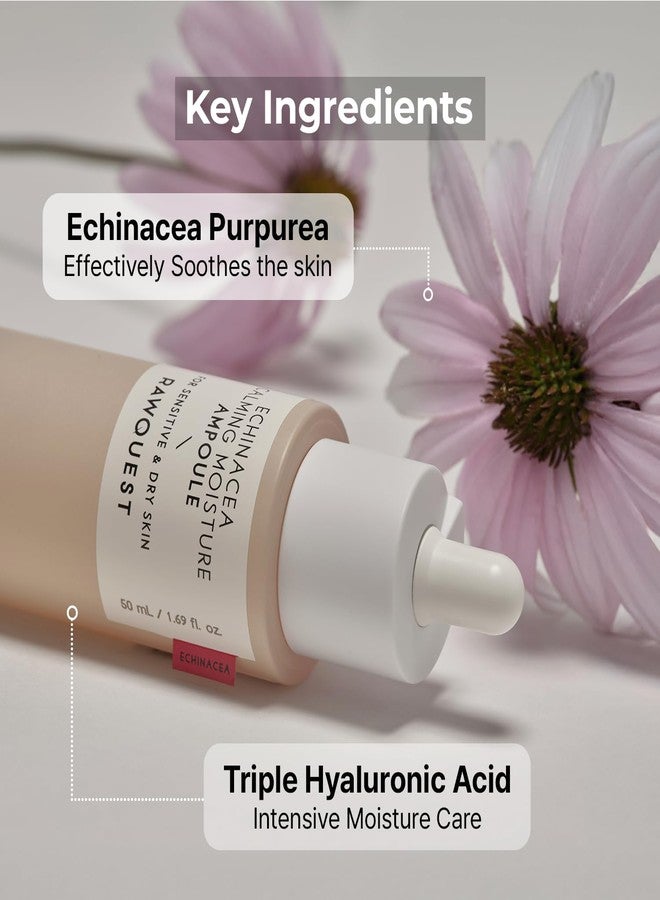RAWQUEST Echinacea Ampoule for Instant Soothing, Deep Hydration, Improve Skin Roughness, Skin Barrier Repair, Radiant Glow & Brightening w/Hyaluronic Acid & Niacinamide for Dry Sensitive Skin 1.7 Fl oz/50 ml - Image 3