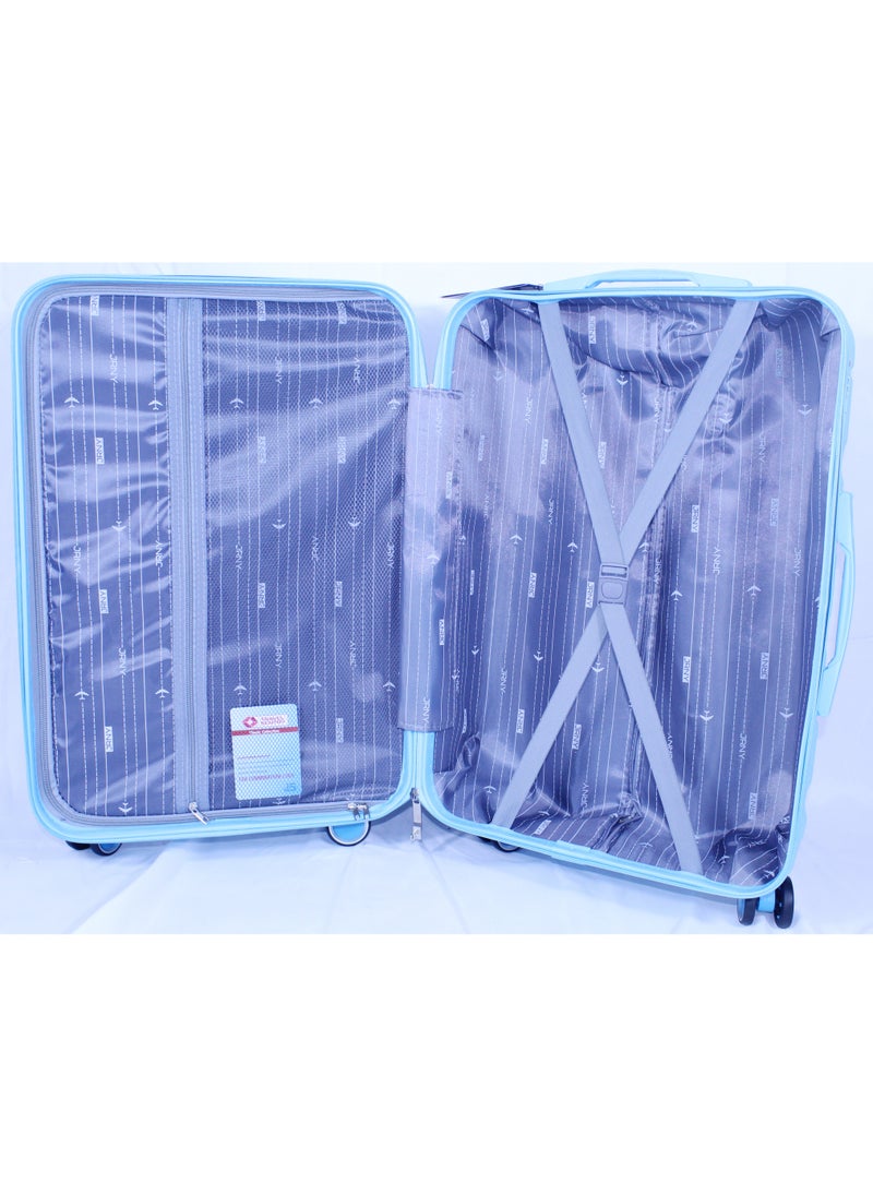 JRNY - JRNY Set of 3 Luggage, Soft Handle Hard Trolley with TSA Lock, 360° 4 Wheeler, Cabin 20" Medium 24" Large 28" Light Blue - Image 1