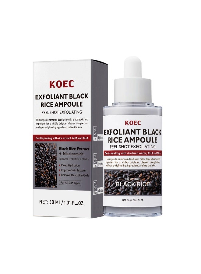 ك أو إي سي أمبولة الأرز الأسود المقشر 30 مل -قشر اللقطة المقشر مع AHA, BHA و Niacinamide تحذف الجلد الميت، الرؤوس السوداء و تشديد - Image 5