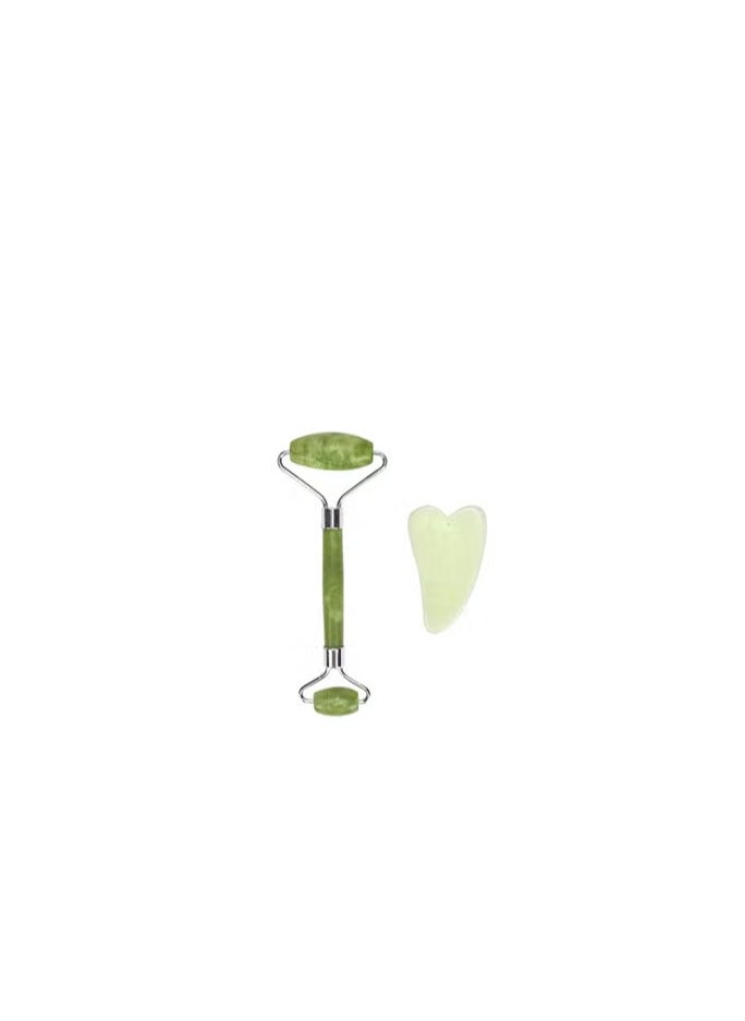 Generic Jade Roller and Gua Sha Set for Face | 100% Authentic Natural Jade Gua Sha 2 in 1 Face Roller | Premium SkinCare, Original Gua Sha Facial Tools, GuaSha Face Massager Guasha Tool for Face (Green)  - Image 1