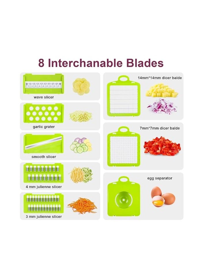 ايه دبليو اتش  مفرمة خضراوات، مفرمة بصل، قطاعة ماندولين، مفرمة طعام احترافية 10 في 1، مفرمة خضراوات متعددة الوظائف، آلة تقطيع، قطاعة خضراوات قابلة للتعديل مع حاوية - Image 2