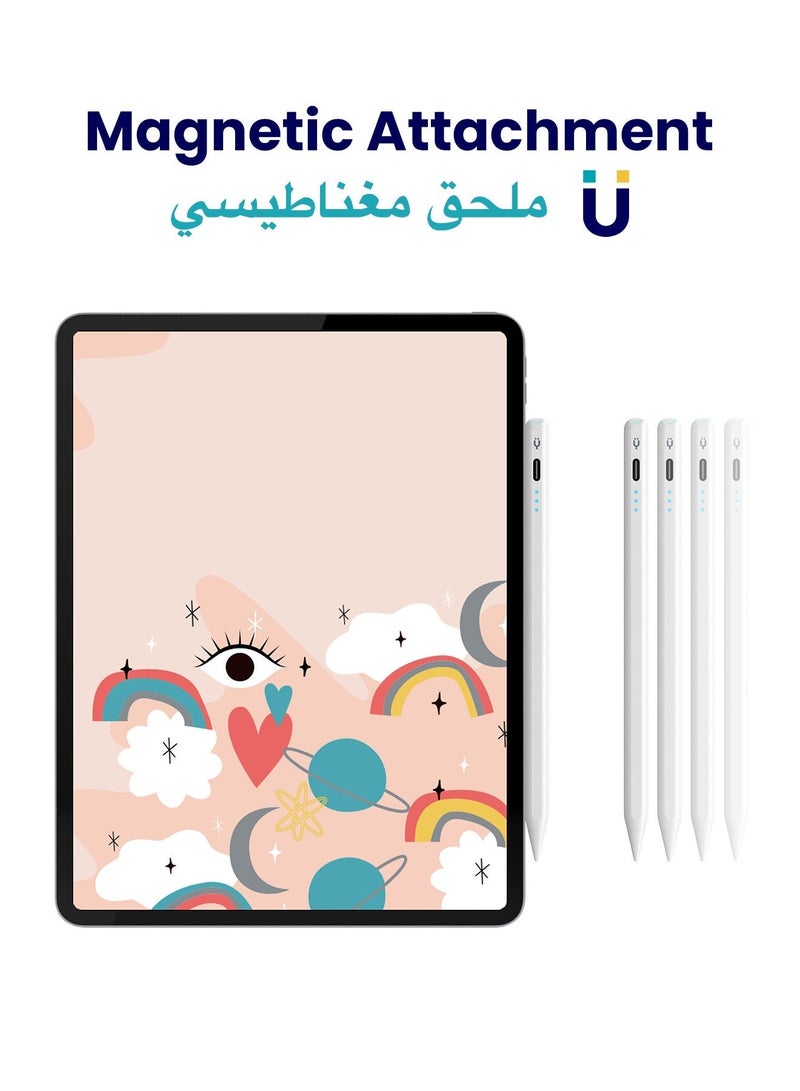 TinyMoose Active Digital Stylus Pen Pencil Pro Lumin 2nd generation iPad Pen with Fast Charging & Palm Rejection For Apple iPad 2018 and Later White - Image 5