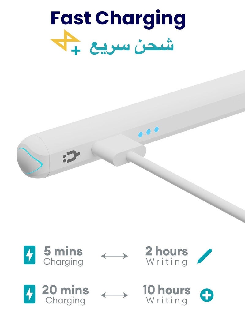 TinyMoose Active Digital Stylus Pen Pencil Pro Lumin 2nd generation iPad Pen with Fast Charging & Palm Rejection For Apple iPad 2018 and Later White - Image 3