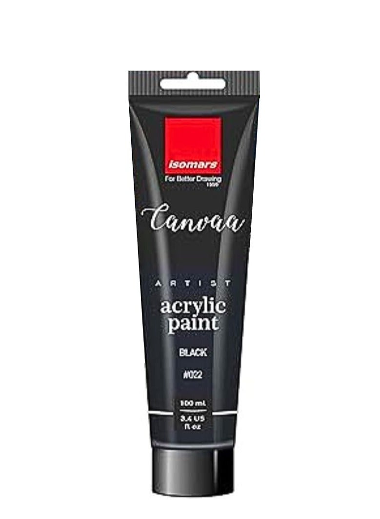Isomers Canvaa Acrylic Paint 100ml Vibrant Pigmented & Fadeproof Colors - ARTIST SERIES - For Canvas Painting, Scrap Book, Paper Board, Wood & Terracotta Black Negro - Image 1