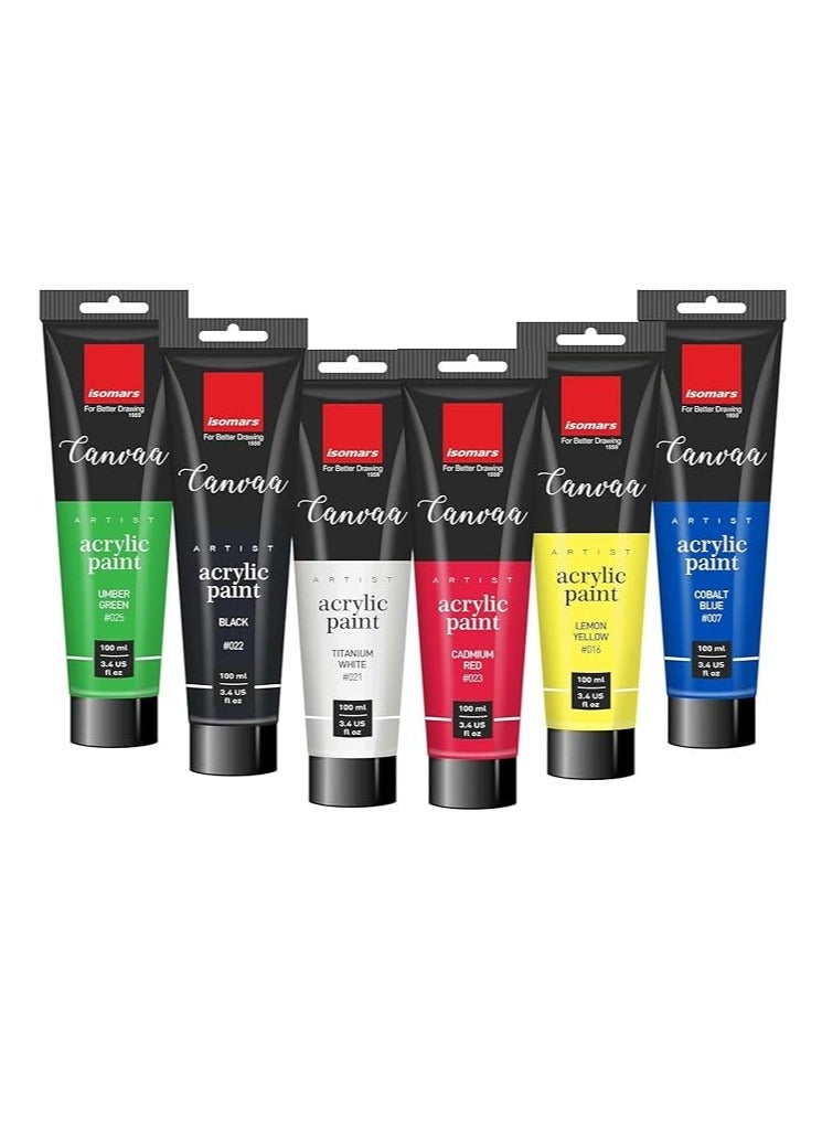 Isomers Canvaa Acrylic Paint 100ml Vibrant Pigmented & Fadeproof Colors - ARTIST SERIES - For Canvas Painting, Scrap Book, Paper Board, Wood & Terracotta Black Negro - Image 3