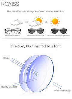roaiss Blue Light Blocking Sunglasses Anti UV and Glare Blue Light Filter Computer Glasses Round Color Changing Eyewear for Men Women Black Gold  - Image 3