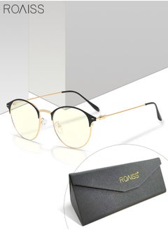 roaiss Blue Light Blocking Sunglasses Anti UV and Glare Blue Light Filter Computer Glasses Round Color Changing Eyewear for Men Women Black Gold  - Image 1