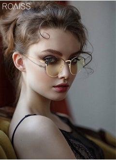 roaiss Blue Light Blocking Sunglasses Anti UV and Glare Blue Light Filter Computer Glasses Round Color Changing Eyewear for Men Women Black Gold  - Image 2