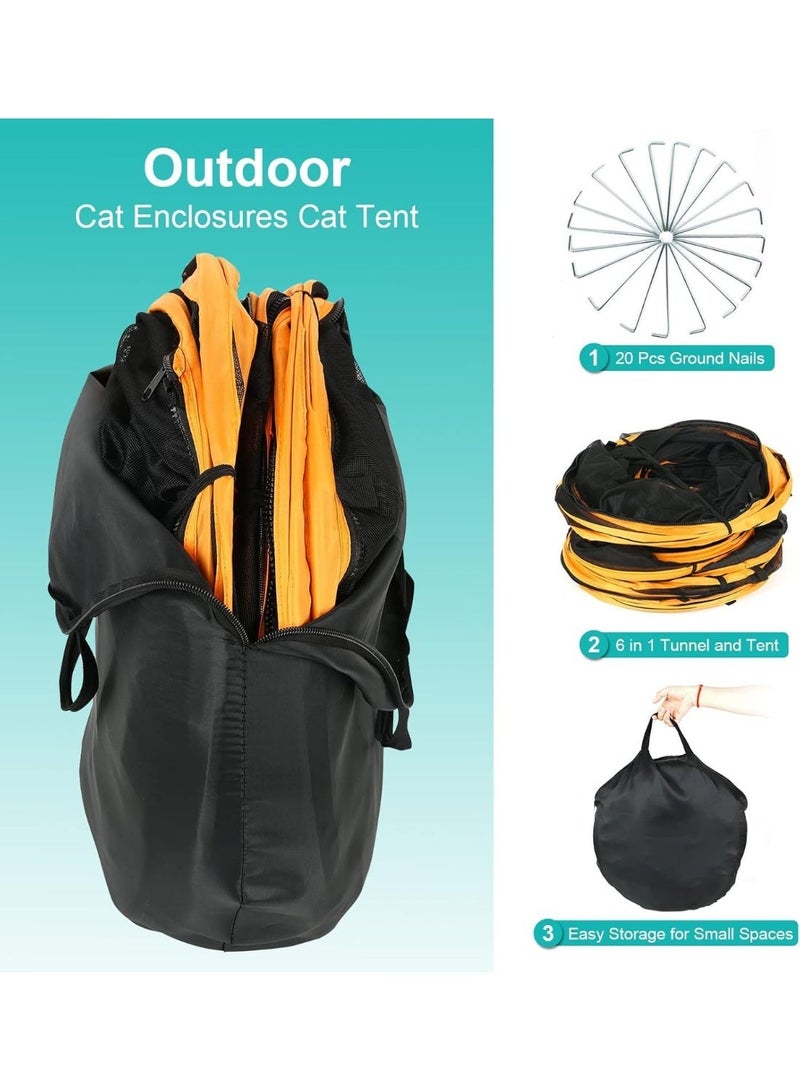 YOUWE7 Outdoor Cat House, Cat Enclosures 6-in-1 Portable Tent with Tunnel Portable Pop-Up Mesh Tents Collapsible Compound Pet Play House Playpen Play Tents for Rabbits Ferrets Pupy and Small Animals - Image 4