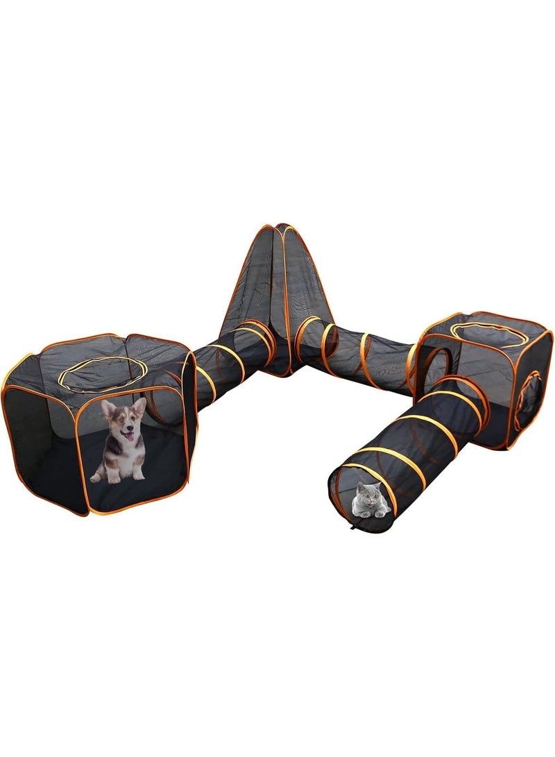 YOUWE7 Outdoor Cat House, Cat Enclosures 6-in-1 Portable Tent with Tunnel Portable Pop-Up Mesh Tents Collapsible Compound Pet Play House Playpen Play Tents for Rabbits Ferrets Pupy and Small Animals - Image 2