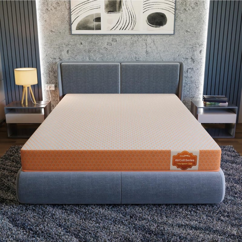 SleepyHug Ortho Spinex Plus 4 inch Foam Mattress with Aircell Technology 3 Zones Support 5 Years Warranty Mattress for Back Pain Relief HR Foam Queen Bed Size Mattress 72x60x4 Inch
